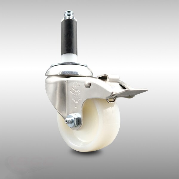 Service Caster 3 Inch 316SS Nylon Wheel Swivel 3/4 Inch Expanding Stem Caster Lock Brake SCC SCC-SS316TTLEX20S314-NYS-34 - main